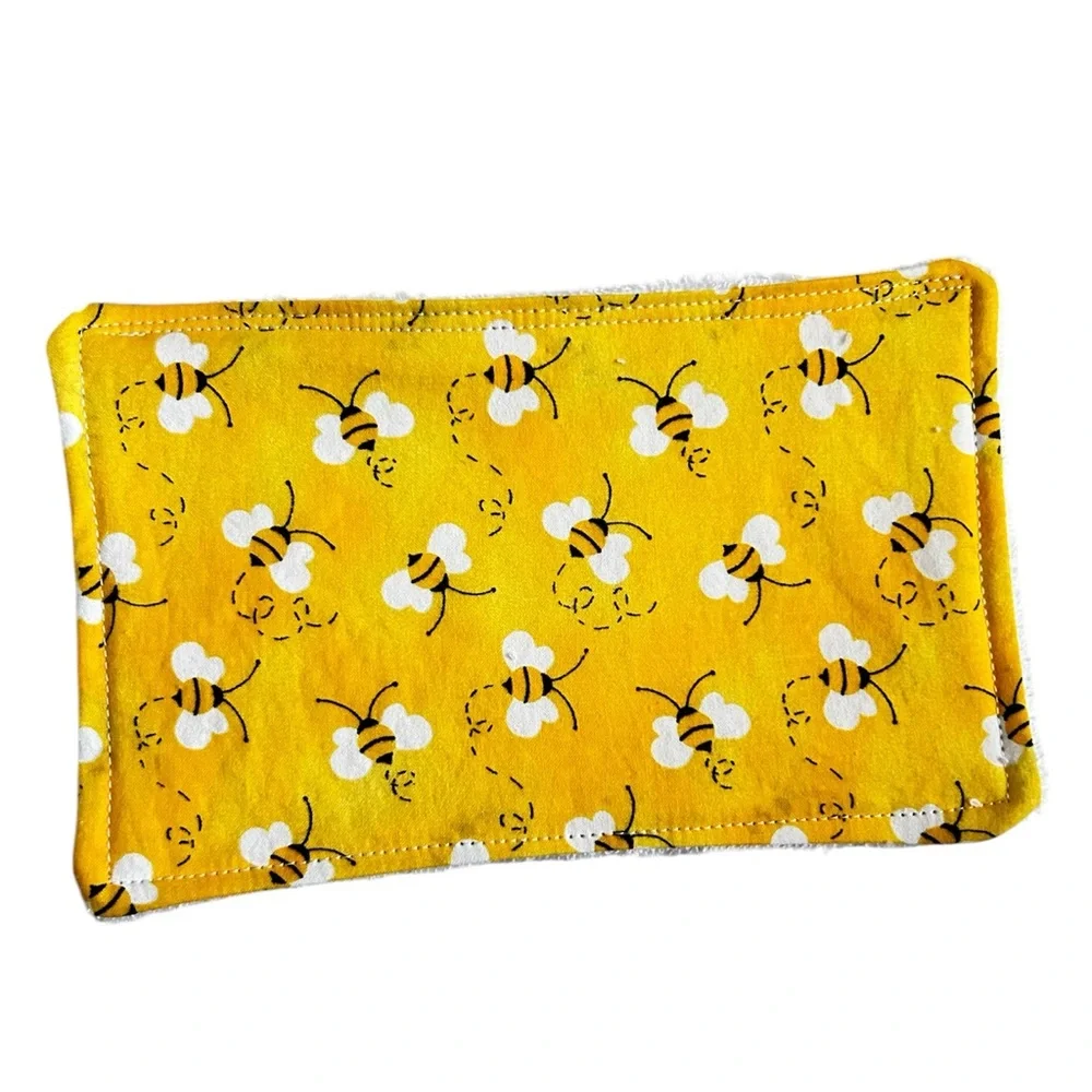 Hand Crafted Honey Bee Print Colorful Cotton Terry Cloth Reusable Unpaper Towels
